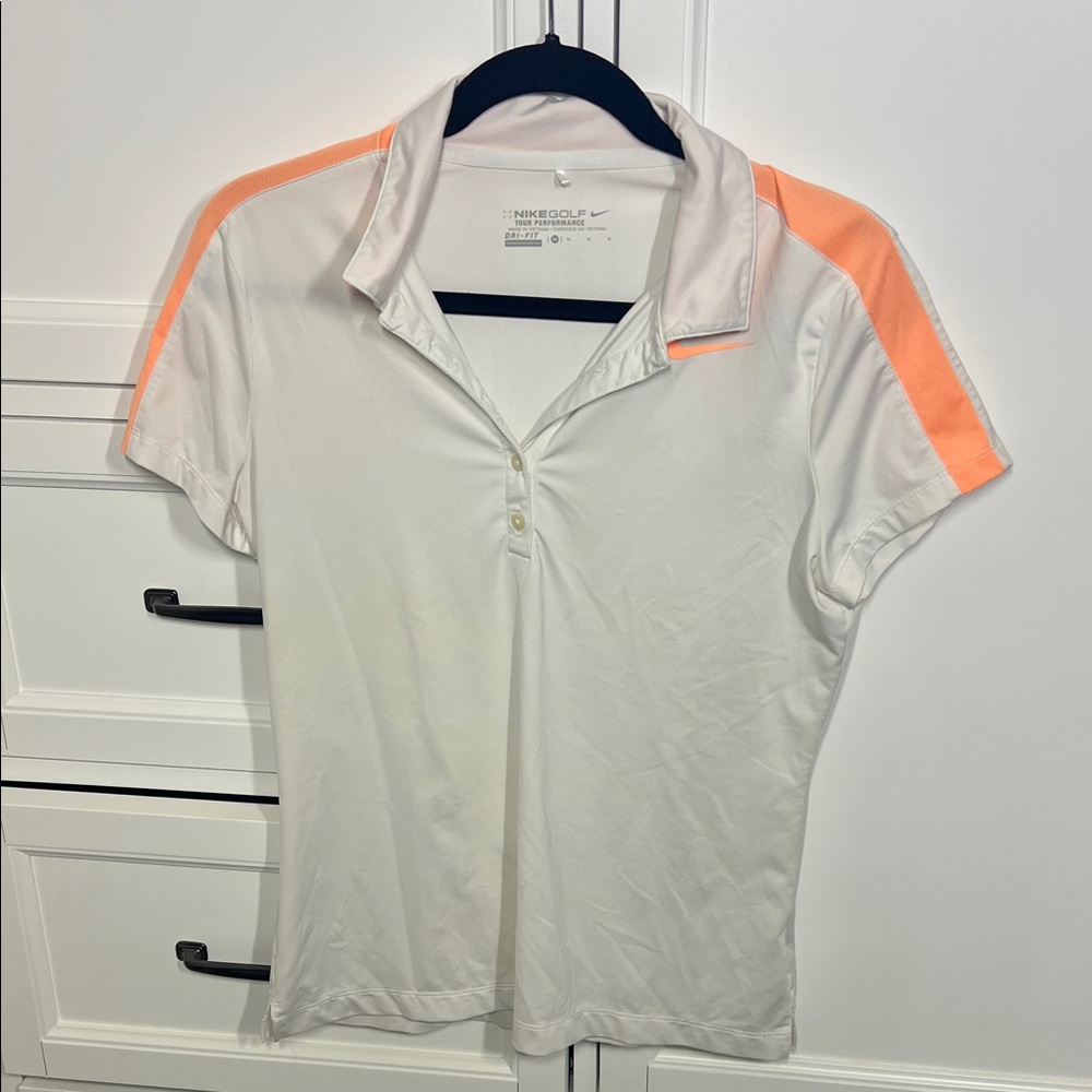 Nike Women's White Shirt with Orange Accents